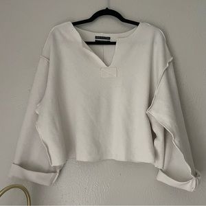 White Urban Outfitters Casual Rolled Long Sleeve